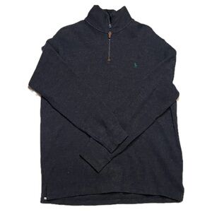 Ralph Lauren Men's M Dark Gray Quarter Zip-Up Sweater 100% cotton
